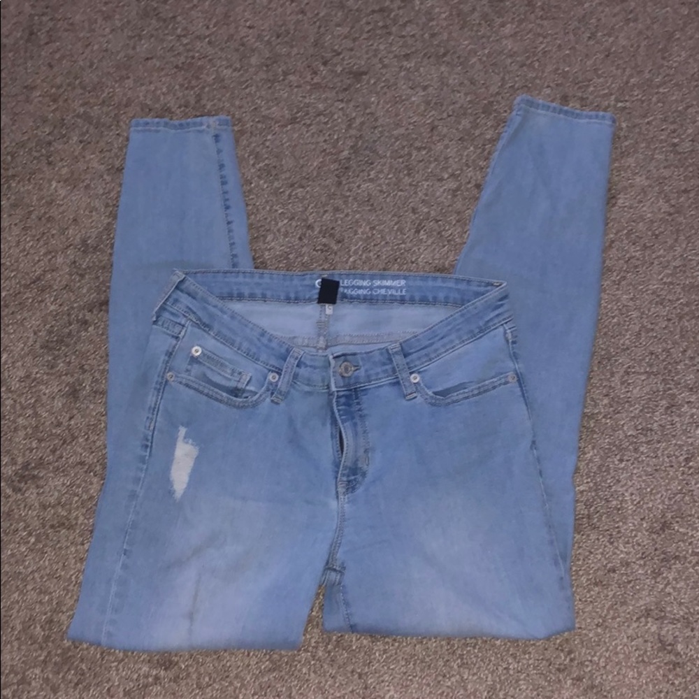 blue skinny jeggings